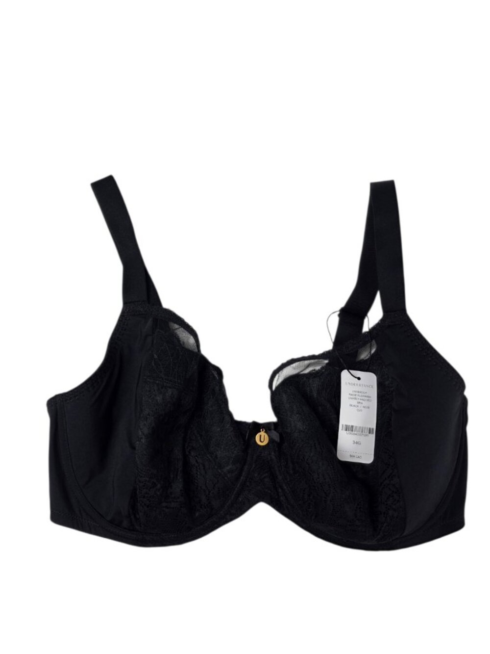 Understance Paige Flexwire Lightly Padded Bra in Black, Size 34G, Large Cup